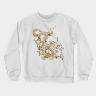 Gold Chinese Dragon Asian Tradition Tattoo Style Crewneck Sweatshirt